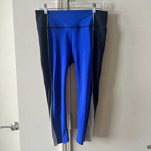 Athleta Velocity Colorblock Capri Leggings / Blue-Black / Medium - Picture 2 of 8